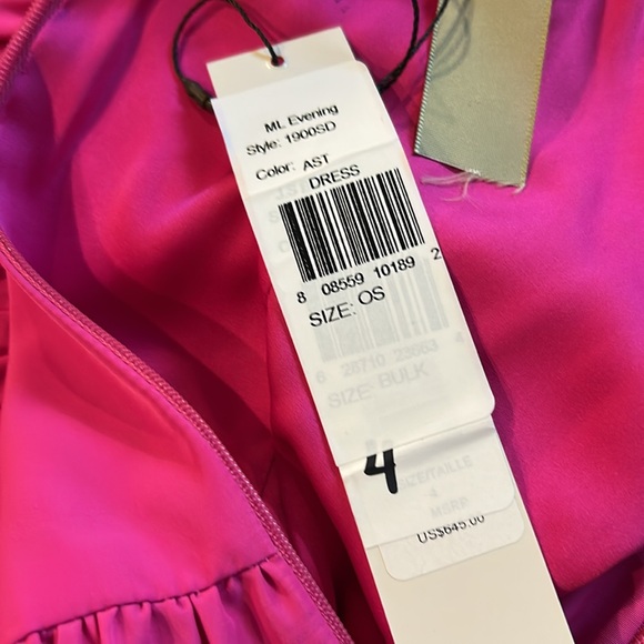 NWT Monique Lhuillier Pink Taffeta High Low Bubble Hem Strapless Gown Size 4 - Picture 12 of 13